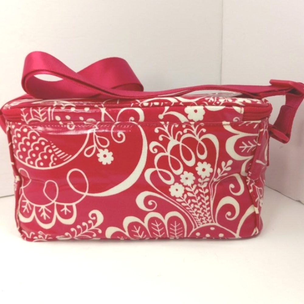VERA BRADLEY 2010 Twirly Birds Pink Lined Thermal Tote Like New 2 Small Flaws - Picture 8 of 16